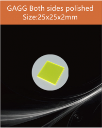 GAGG Ce scintillation crystal, GAGG Ce crystal, GAGG scintillator, Ce:Gd3Al2Ga3O12 crystal, 25x25x2mm